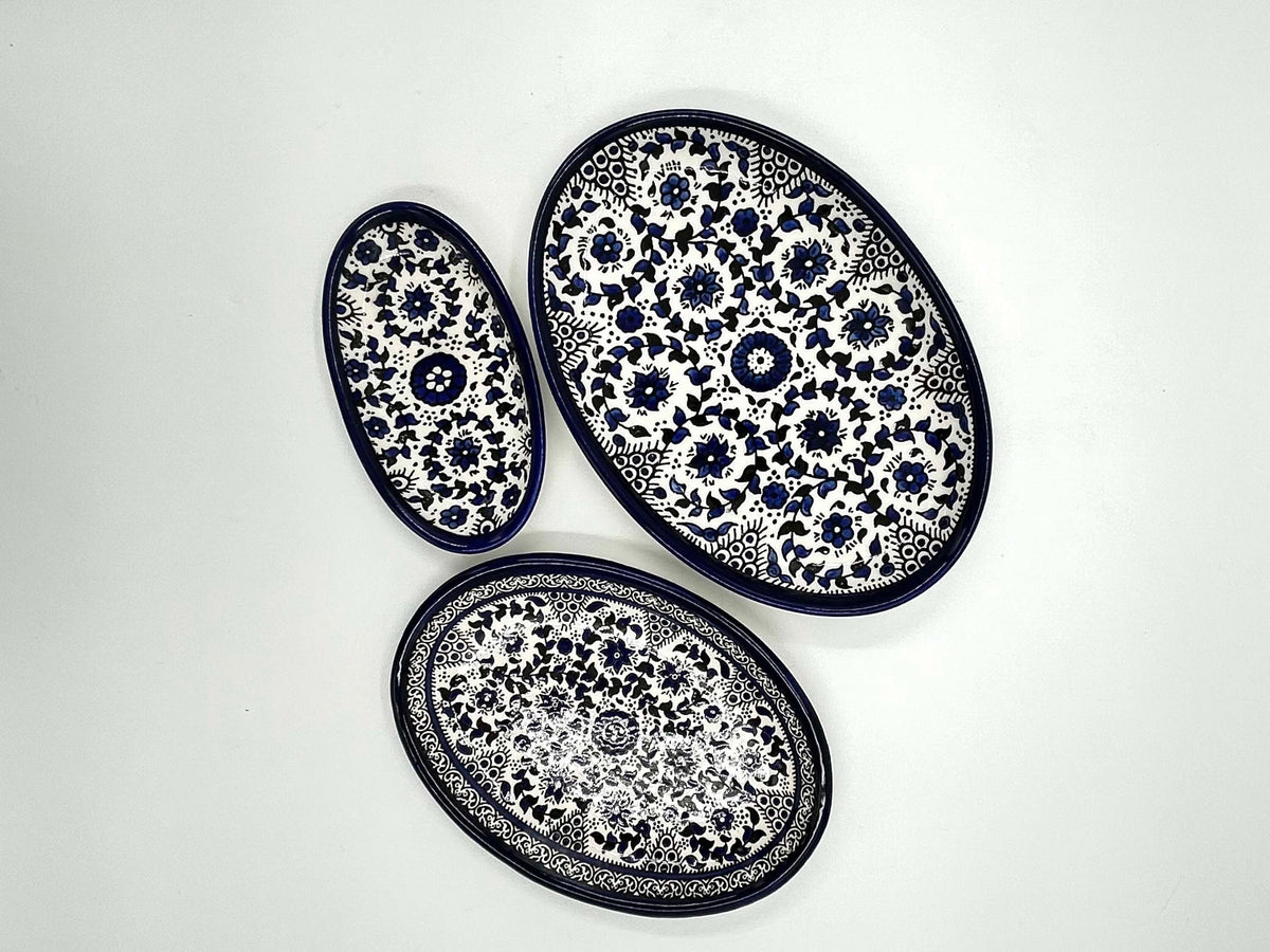 Ovale serveerschaal - ramallah blauw