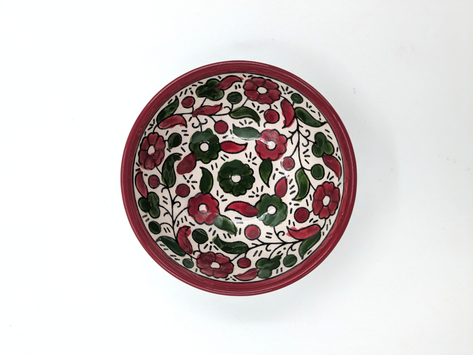 Kom 9 cm - bordeaux/groen