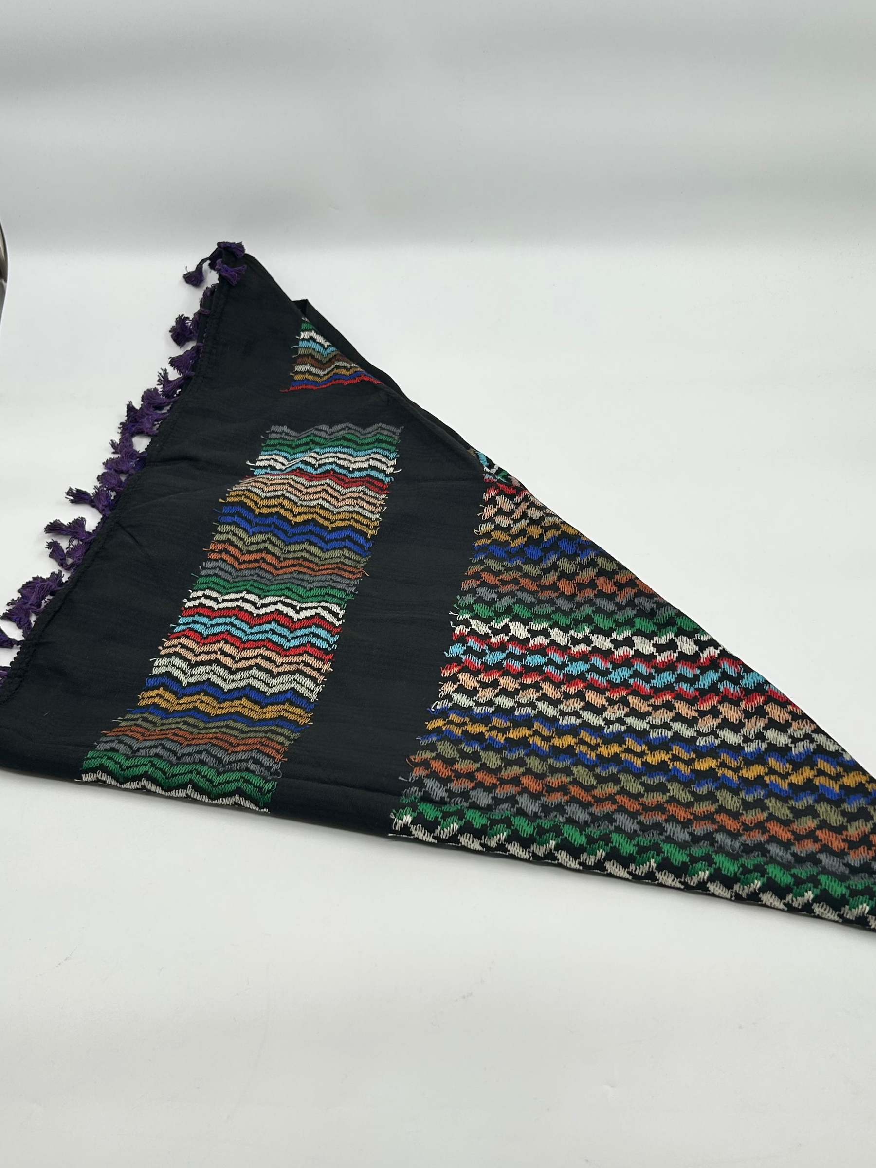 Authentieke Hirbawi kuffiyeh - veelkleurig met paarse kwast