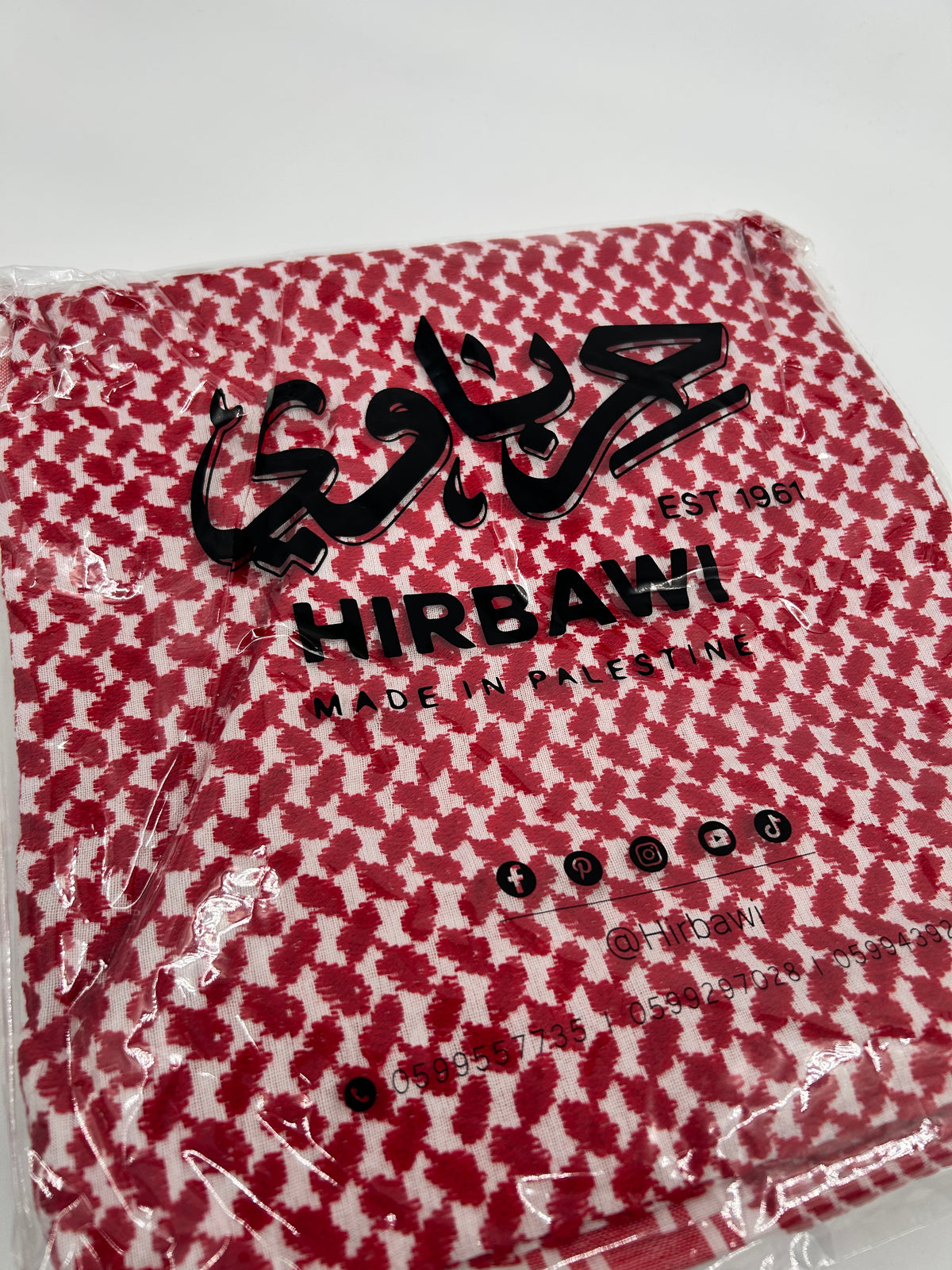 Authentieke Hirbawi kuffiyeh - rood/wit