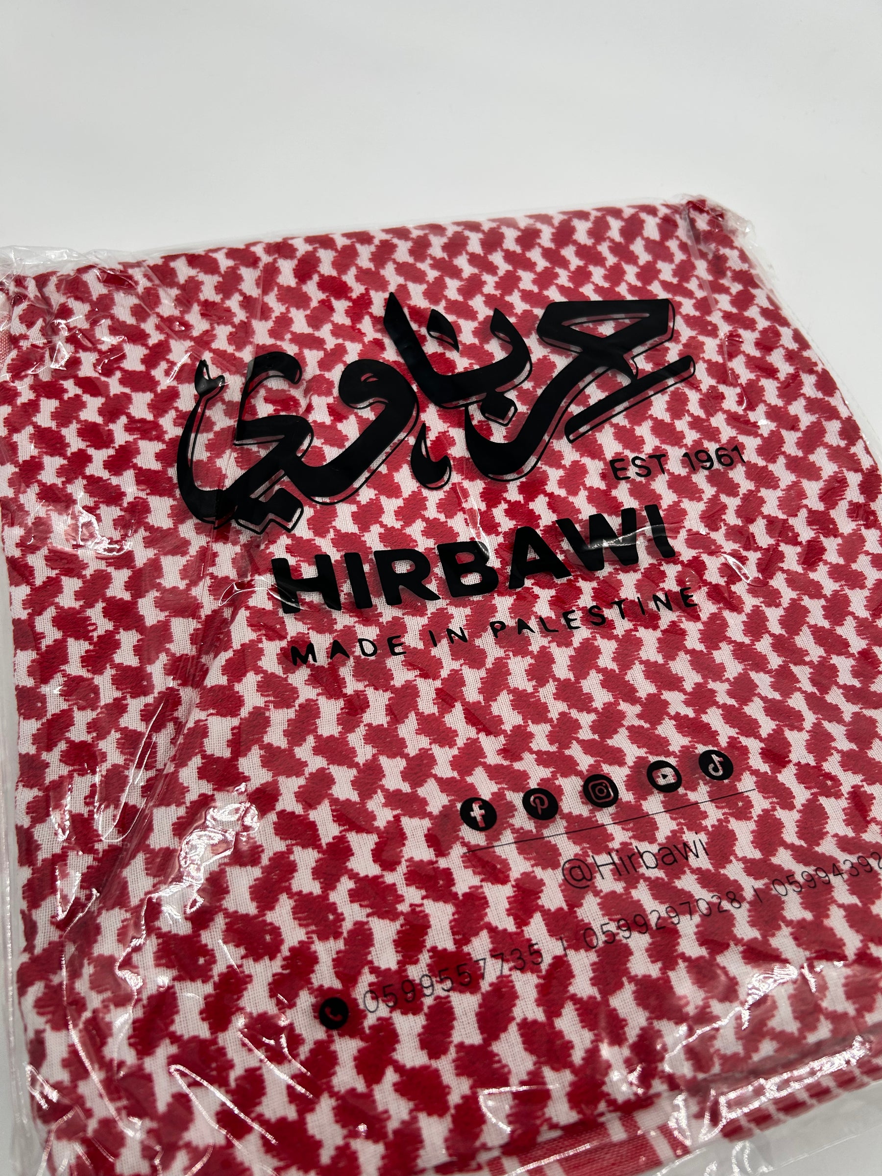 Auténtico kuffiyeh Hirbawi - rojo/blanco