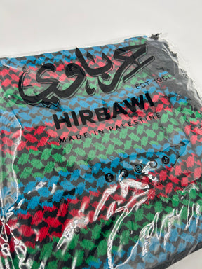Authentieke Hirbawi kuffiyeh - groen, rood, blauw