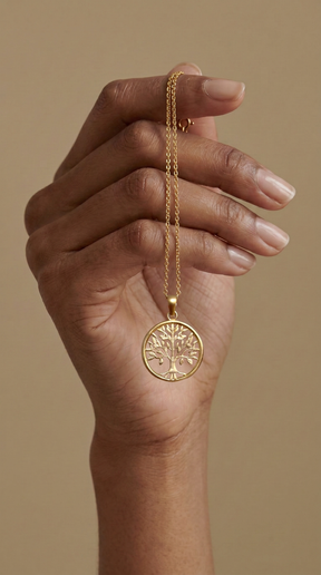 Olijfhouten hanger met ketting