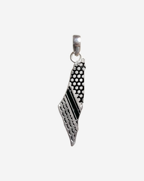 Palästina-Kartenanhänger mit Kette in Silber