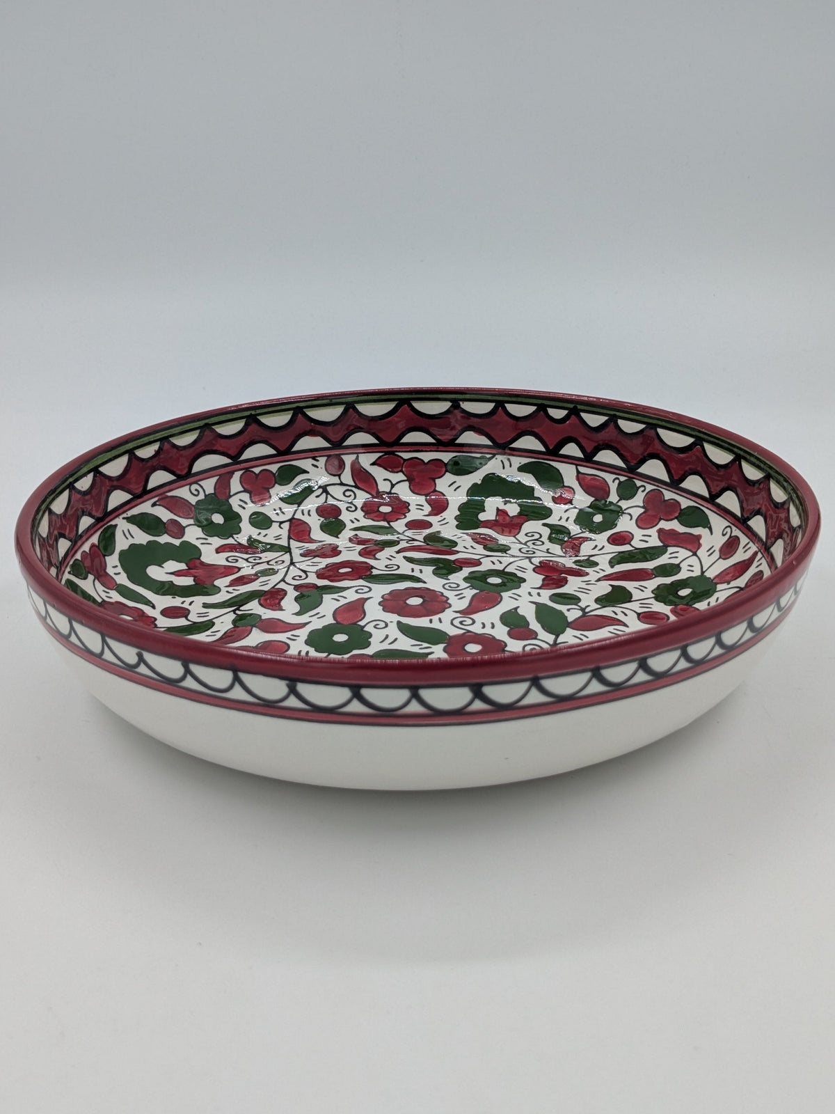 Servierplatte 23 cm - bordeaux/grün
