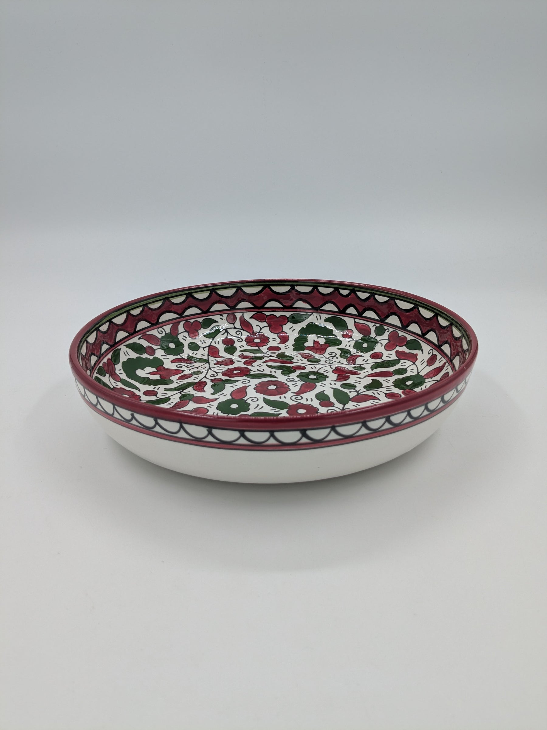 Serverings skål 18 cm - bordeaux/grøn