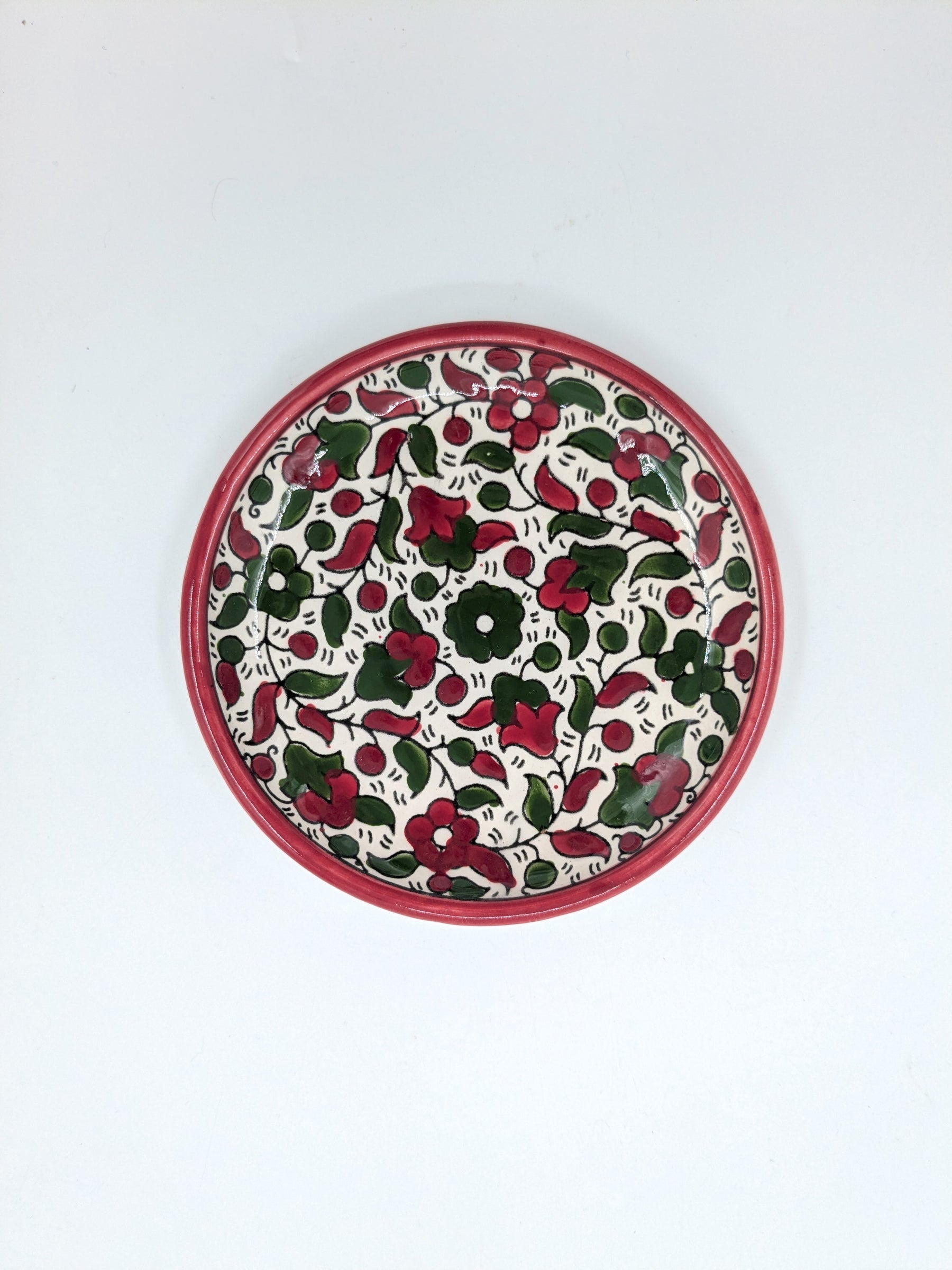 Taartbord - bordeaux/groen