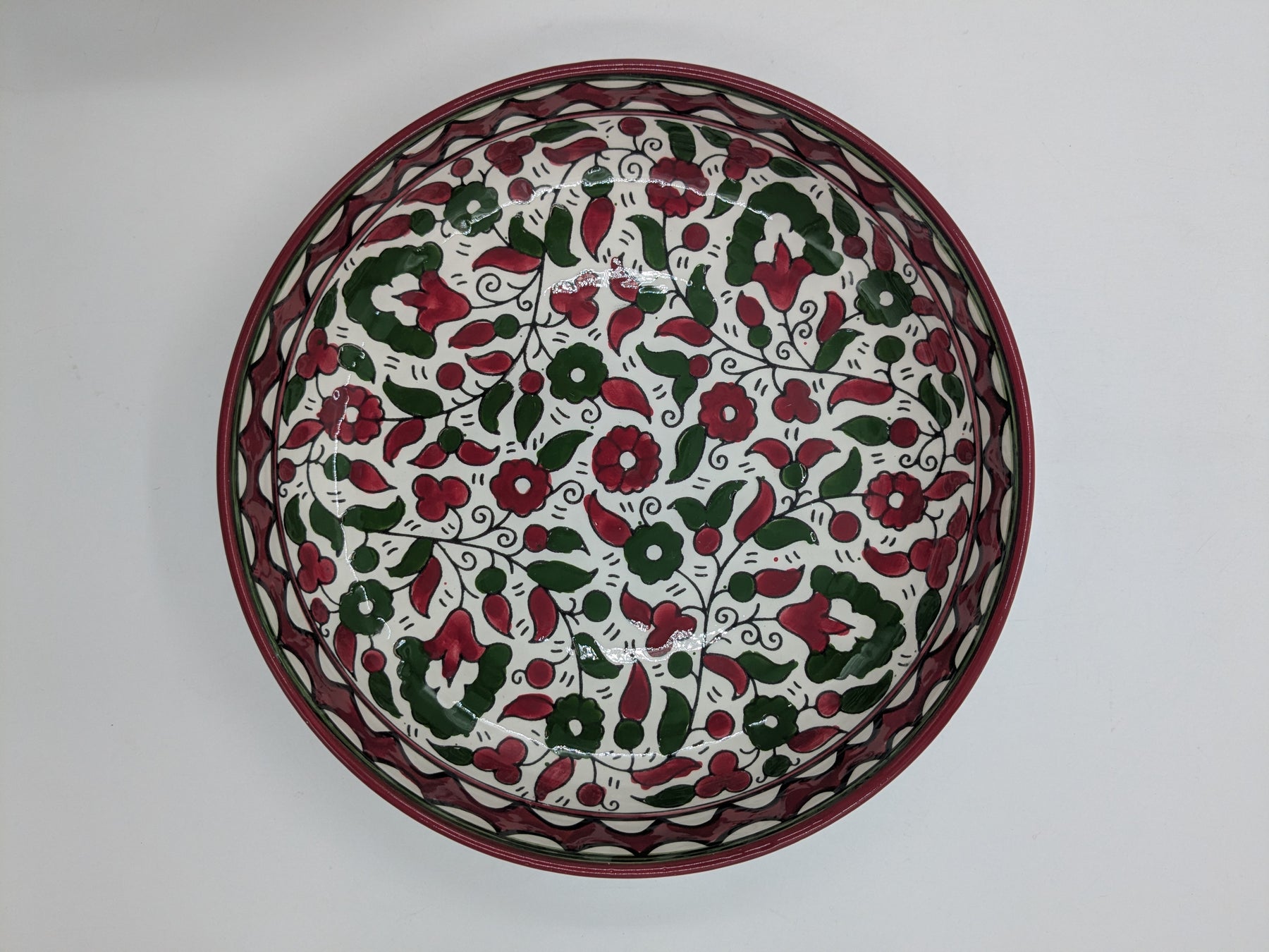 Serverings skål 18 cm - bordeaux/grøn