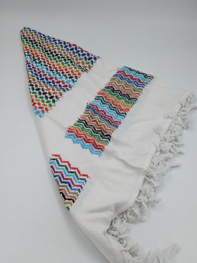 Authentieke Hirbawi kuffiyeh - wit/veelkleurig